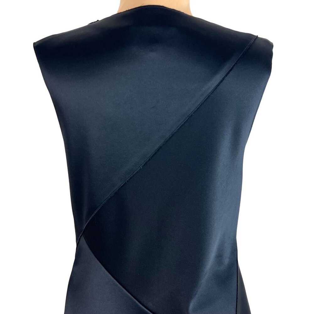 3.1 Phillip Lim Black Asymmetrical Drape Satin Mini Dress Size 6 Quiet Luxury - Picture 7 of 12